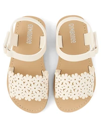 Girls Perforated Floral Sandals - Little Essentials