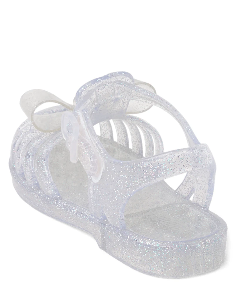 Girls Glitter Bow Jelly Sandals - Little Essentials