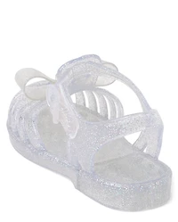 Girls Glitter Bow Jelly Sandals - Little Essentials