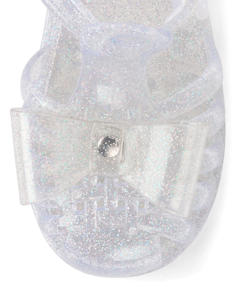 Girls Glitter Bow Jelly Sandals - Little Essentials