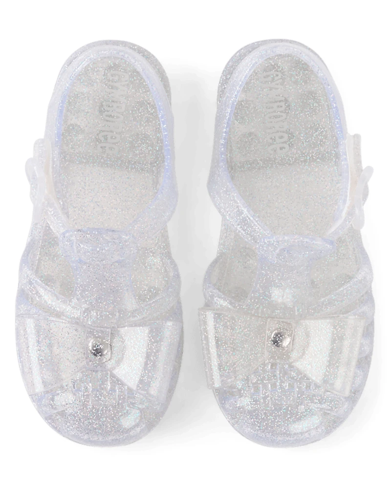 Girls Glitter Bow Jelly Sandals - Little Essentials