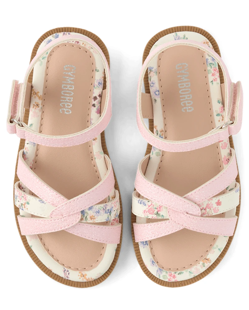 Girls Floral Sandals - Little Essentials