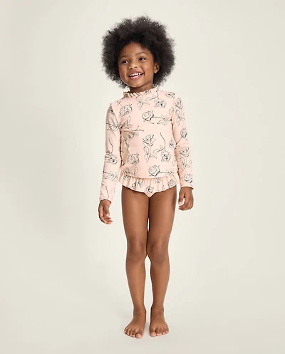 Girls Floral Rashguard Tankini Swimsuit
