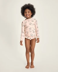 Girls Floral Rashguard Tankini Swimsuit