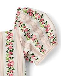 Maillot de bain tankini à manches bouffantes et imprimé floral pour filles