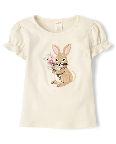 Girls Embroidered Puff Sleeve Top - Enchanted Garden
