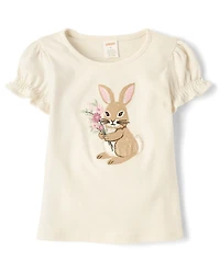 Girls Embroidered Puff Sleeve Top - Enchanted Garden