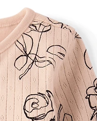 Baby Girls Rose Pointelle Snug Fit Cotton Footed One Piece Pajamas