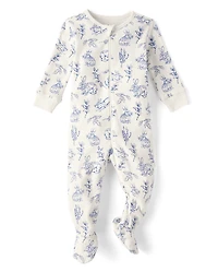 Baby Bunny Toile Snug Fit Cotton Footed One Piece Pajamas