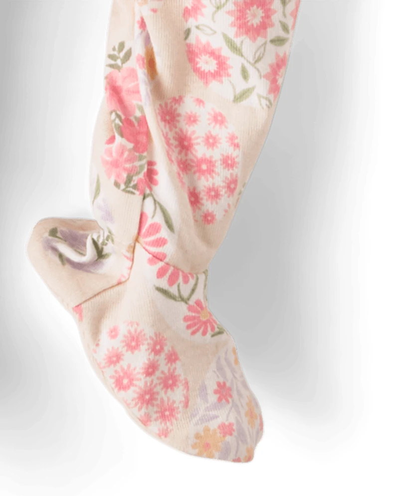 Baby Girls Floral Easter Egg Snug Fit Cotton Footed One Piece Pajamas
