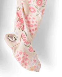 Baby Girls Floral Easter Egg Snug Fit Cotton Footed One Piece Pajamas