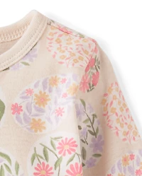 Baby Girls Floral Easter Egg Snug Fit Cotton Footed One Piece Pajamas