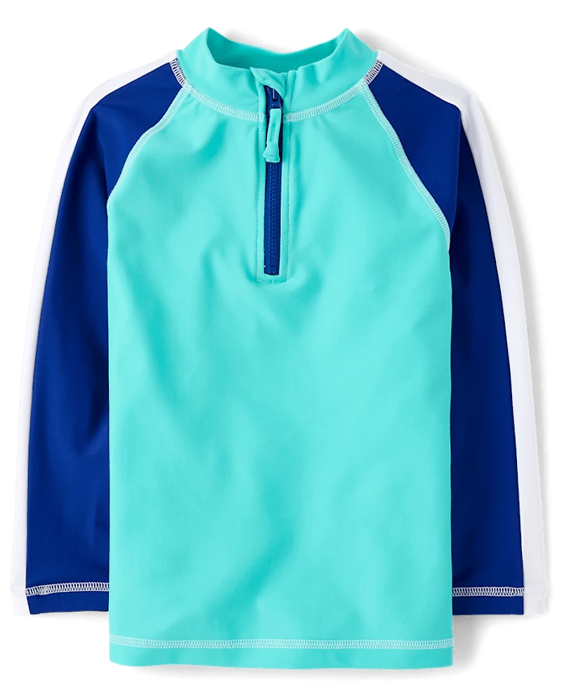 Boys Colorblock Quarter Zip Rashguard