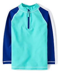 Boys Colorblock Quarter Zip Rashguard