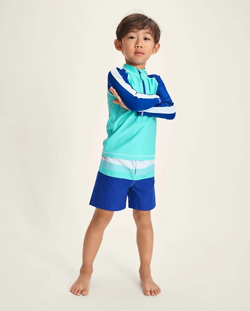 Boys Colorblock Quarter Zip Rashguard
