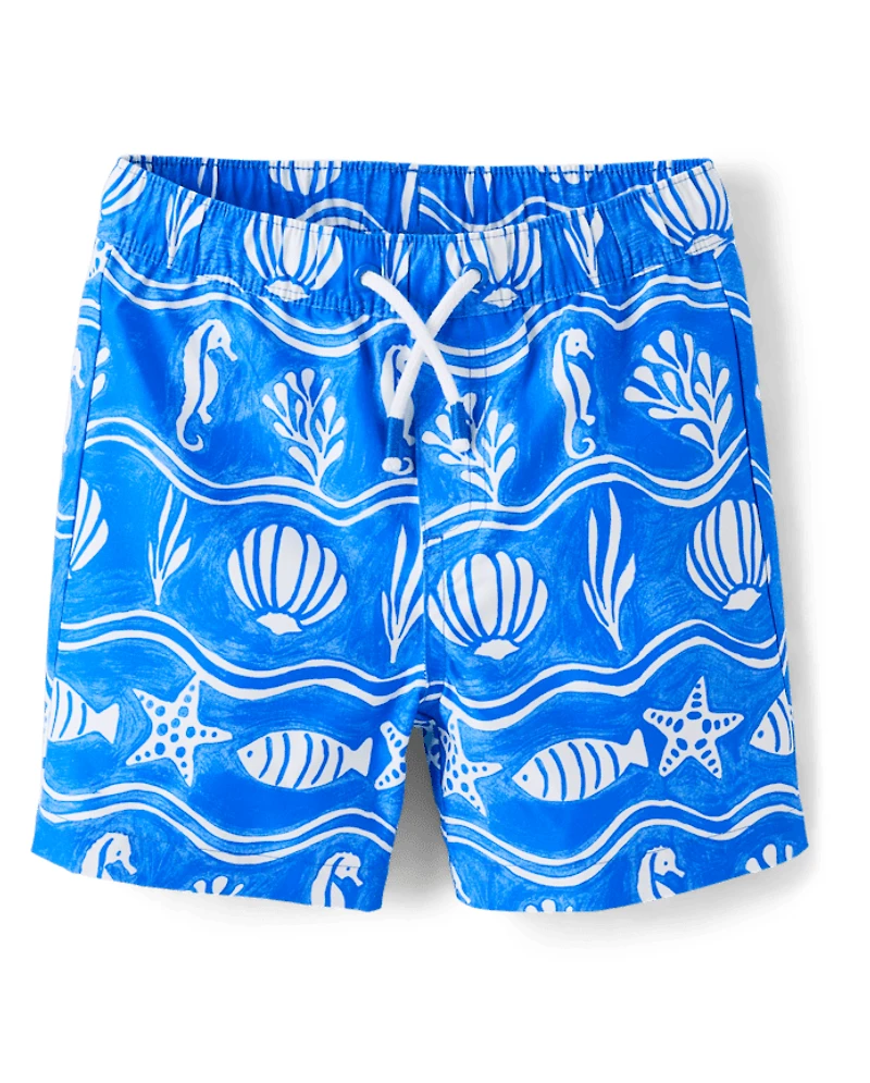 Boys Sea Creature Fairisle Swim Trunks - Shop