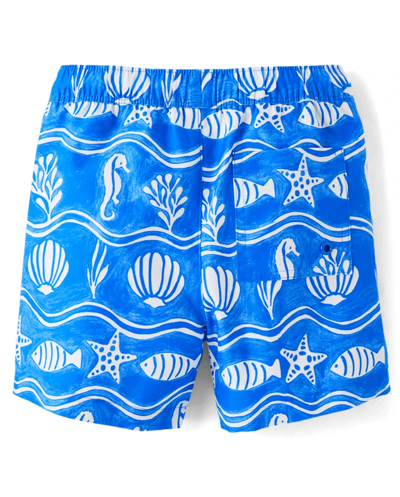 Boys Sea Creature Fairisle Swim Trunks - Shop