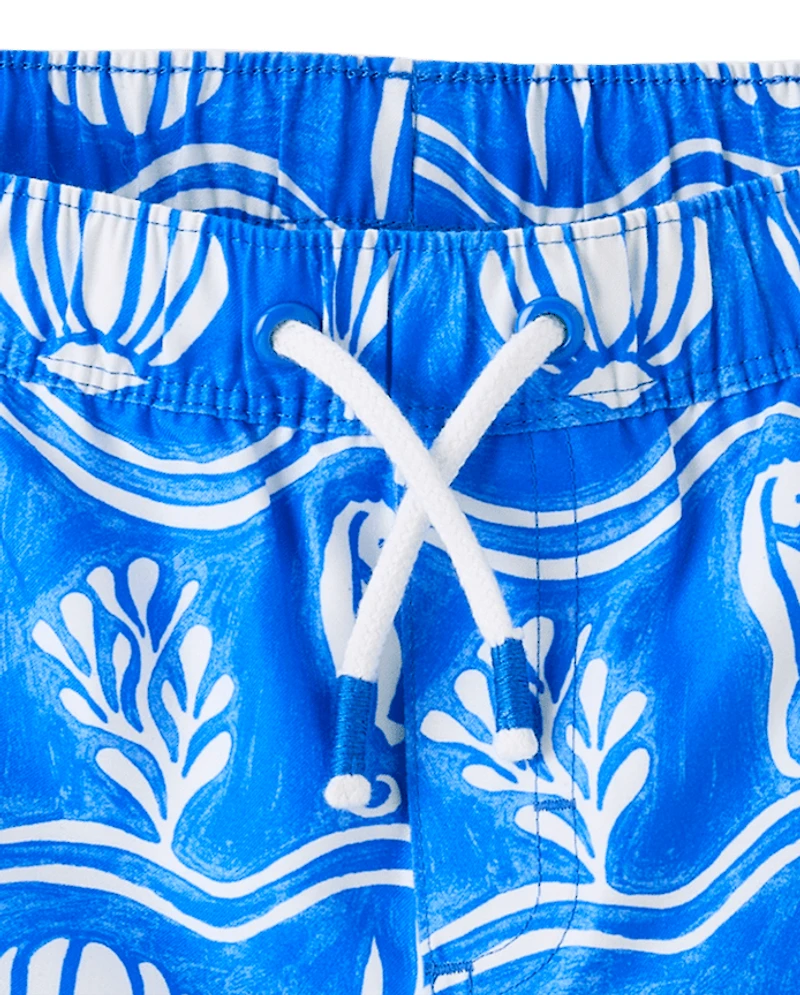 Boys Sea Creature Fairisle Swim Trunks - Shop