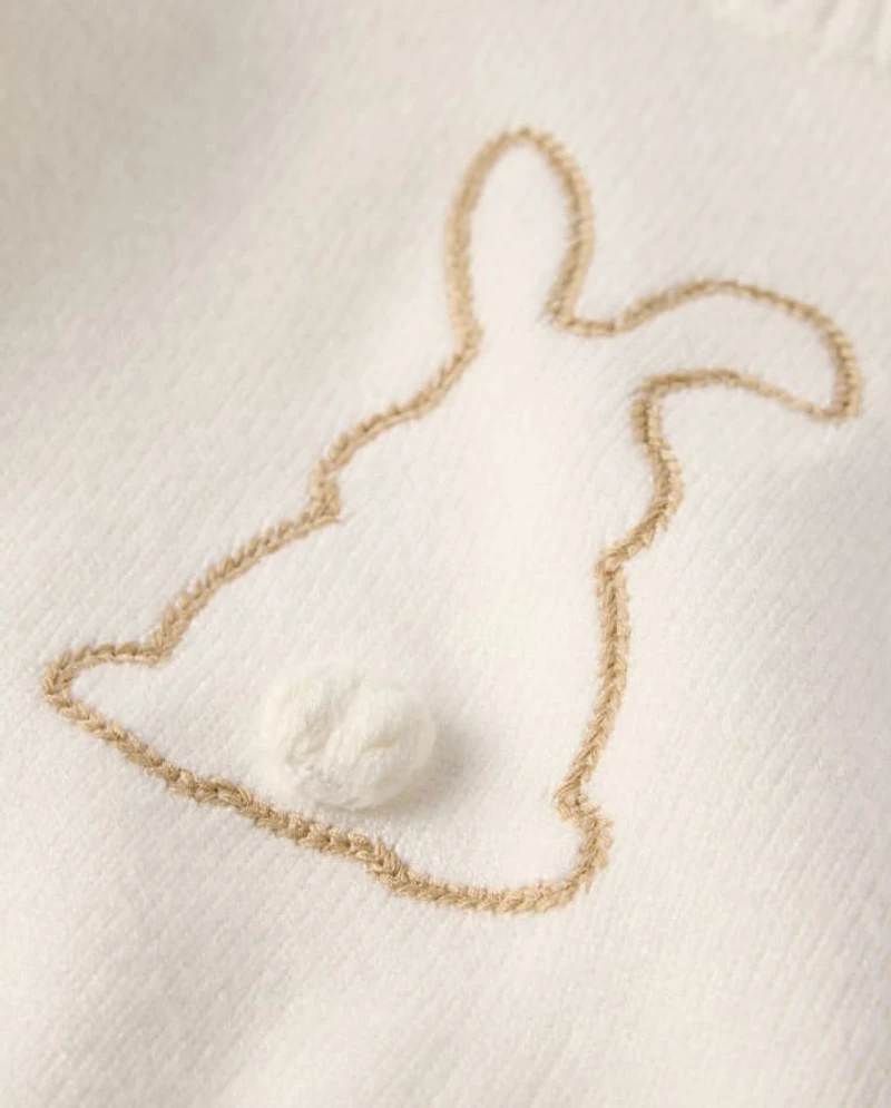 Baby Embroidered Bunny Silhouette Sweater 2-Piece Outfit Set