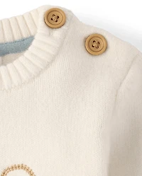 Baby Embroidered Bunny Silhouette Sweater 2-Piece Outfit Set