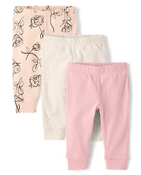 Baby Girls Rose Ruffle Leggings 3-Pack
