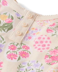 Girls Floral Easter Egg Snug Fit Cotton Henley Pajamas