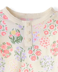 Girls Floral Easter Egg Snug Fit Cotton Henley Pajamas