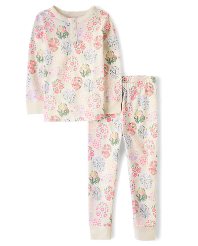 Pyjama Henley en coton ajusté à motif d'œufs de Pâques pour filles