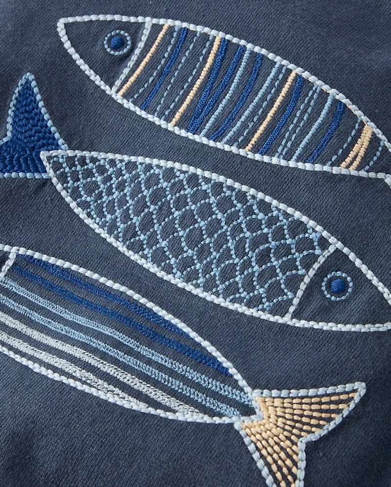 Haut à volants brodé de poissons pour garçon - Driftwood Bay