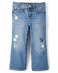Jean large pour fille avec application florale au crochet - Driftwood Bay