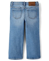 Girls Floral Crochet Applique Wide Leg Jeans - Driftwood Bay