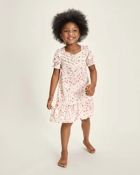 Girls Floral Pintuck Ruffle Nightgown