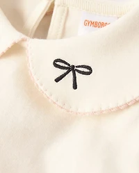 Girls Embroidered Bow Peter Pan Top - Petit Paris