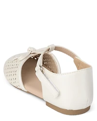 Girls Shimmer Perforated T-Strap Ballet Flats - Little Essentials
