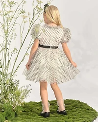 Girls Flocked Dot Bow Tulle Ruffle Dress - Marchesa Mini x Gymboree
