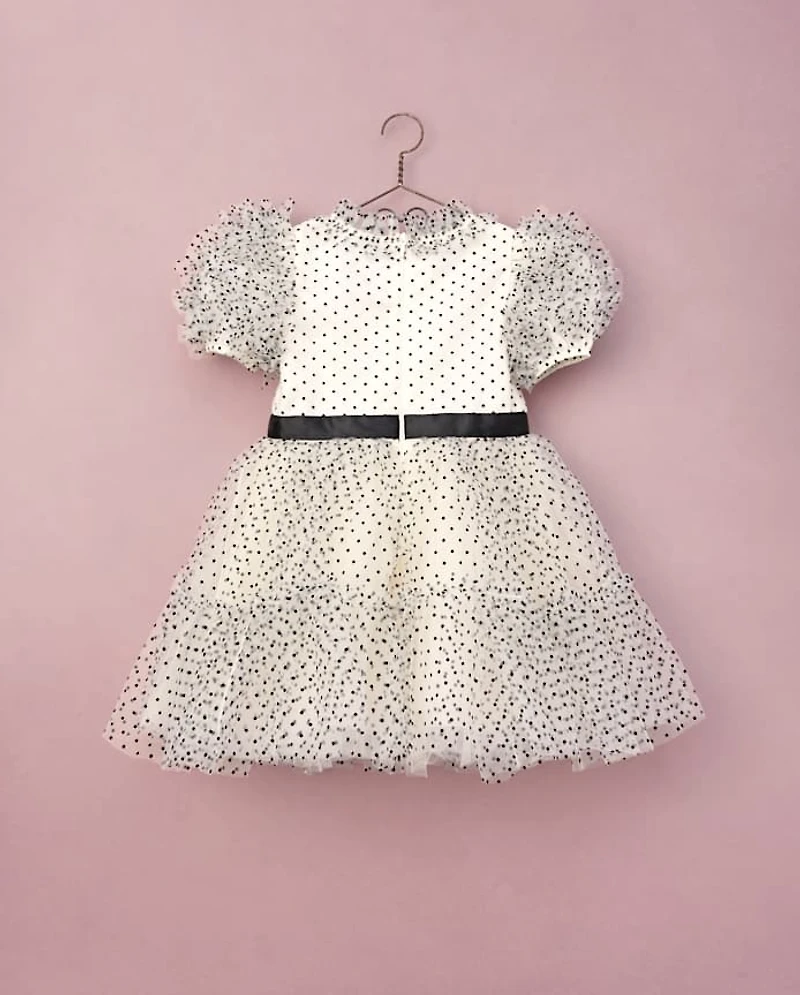 Girls Flocked Dot Bow Tulle Ruffle Dress - Marchesa Mini x Gymboree
