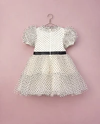 Girls Flocked Dot Bow Tulle Ruffle Dress - Marchesa Mini x Gymboree