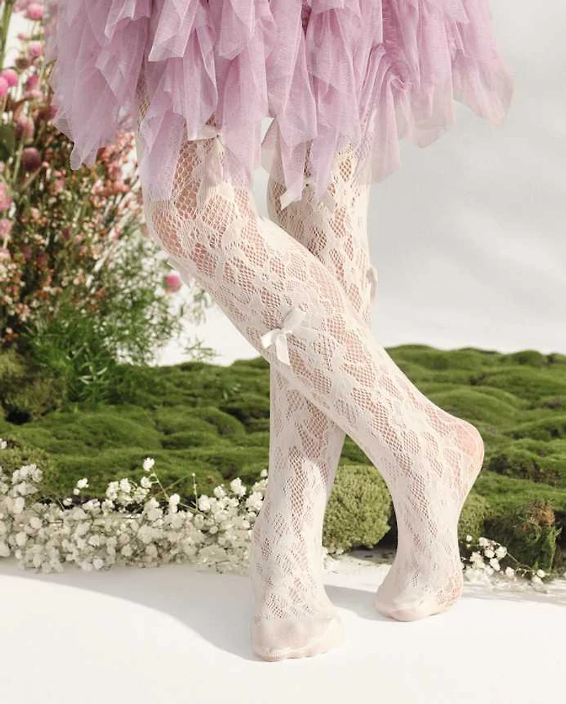 Girls Bow Lace Microfiber Tights - Marchesa Mini x Gymboree
