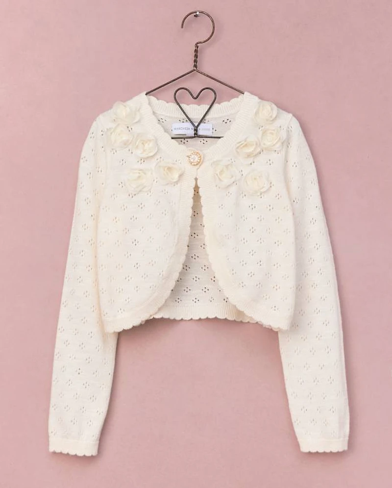 Girls Rosette Scalloped Pointelle Cardigan - Marchesa Mini x Gymboree