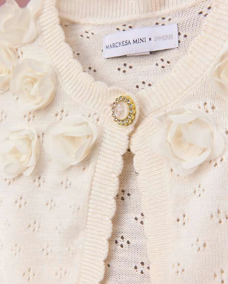 Girls Rosette Scalloped Pointelle Cardigan - Marchesa Mini x Gymboree