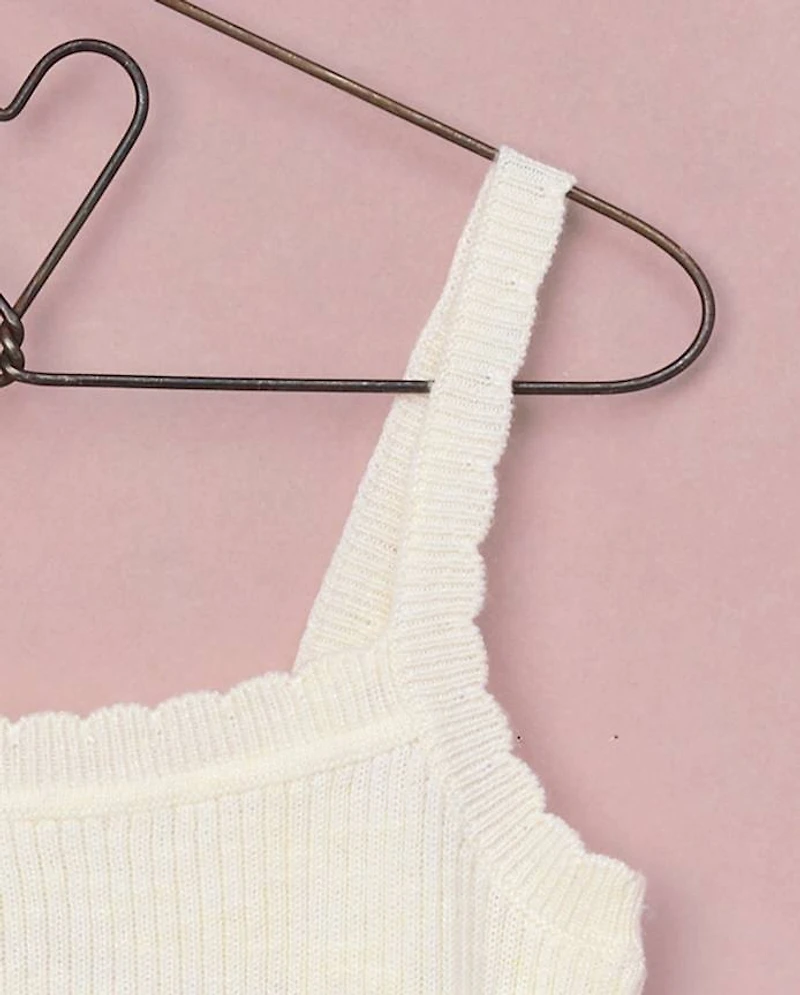 Girls Scalloped Ribbed Sweater Tank Top
