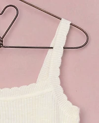 Girls Scalloped Ribbed Sweater Tank Top