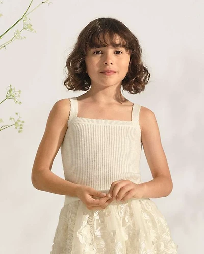 Girls Scalloped Ribbed Sweater Tank Top