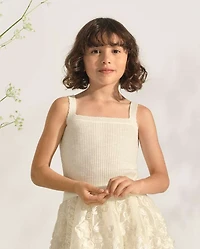 Girls Scalloped Ribbed Sweater Tank Top