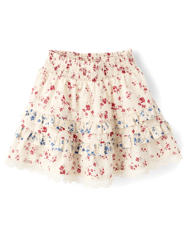 Girls Floral Tiered Ruffle Skort - Nantucket Charm