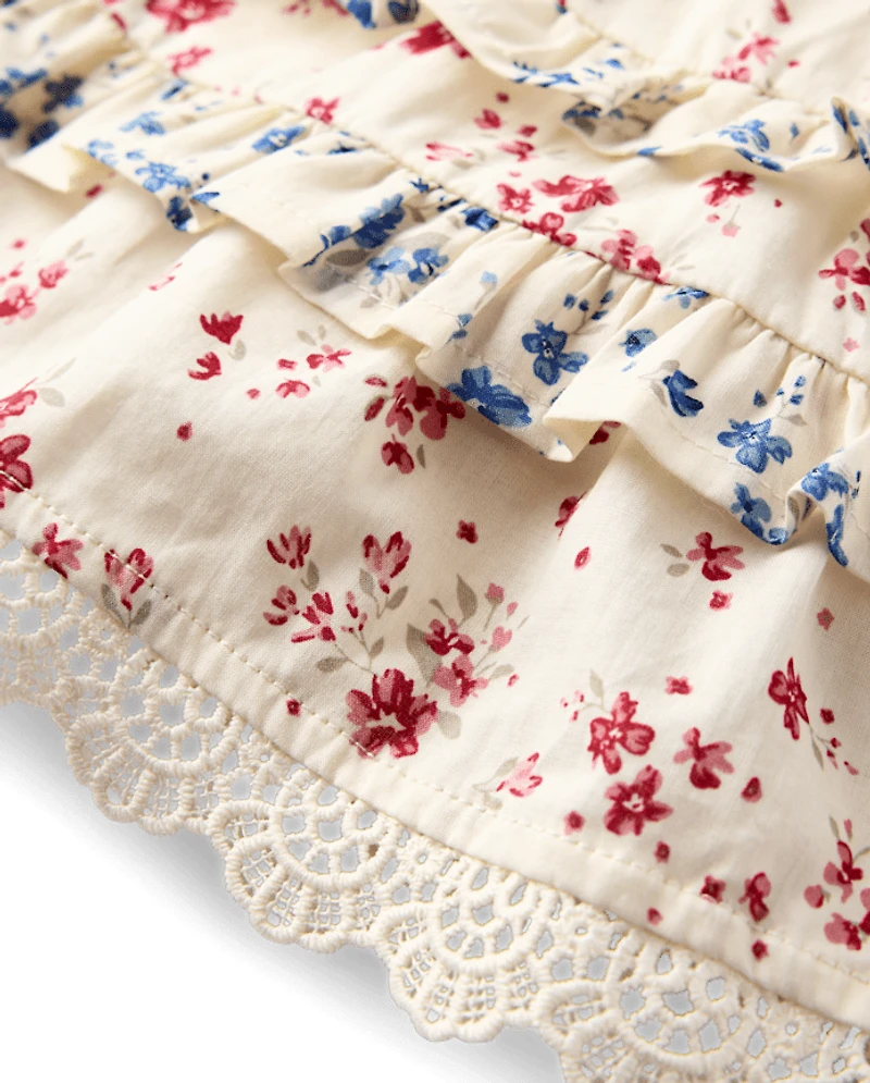 Girls Floral Tiered Ruffle Skort - Nantucket Charm