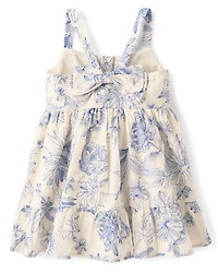 Robe boutonnée sur le devant avec nœud floral brodé pour fille - Driftwood Bay