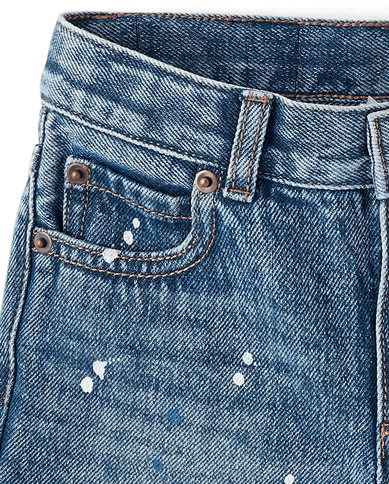 Boys Paint Splatter Jean Shorts - Driftwood Bay