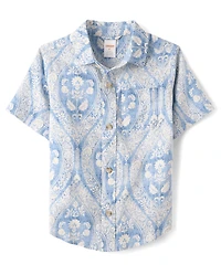 Boys Matching Family Paisley Linen-Blend Button Up Shirt - Linen Edit