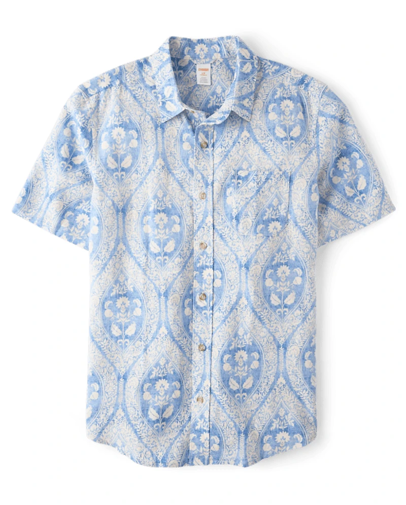 Chemise boutonnée assortie pour homme, motif cachemire, en Lin mélangé - Collection